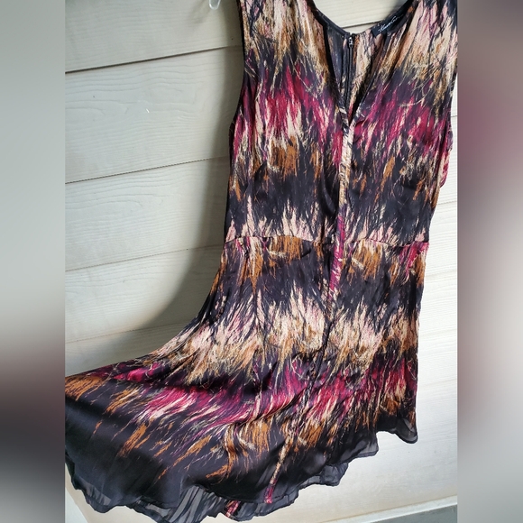 Kenneth Cole Boho Multicolored Satin V-neck Knee-length Casual Summer Dress - Picture 9 of 16